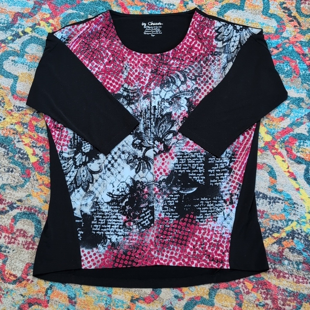 Chico's Size 1 Long Sleeve Tunic Top